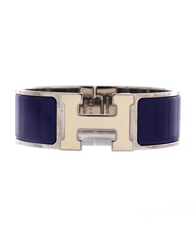 Pre-owned Pre-owned Hermes  Hermes Wide Clic Clac H Bracelet Metal And Enamel In Enamel/silver Tone