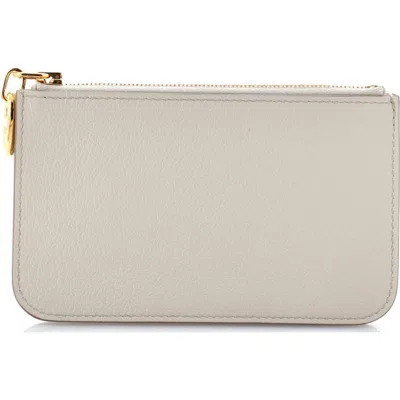 Pre-owned Hermes  Hermes Zipengo Chaine D'ancre Zip Card Holder Leather In Gray