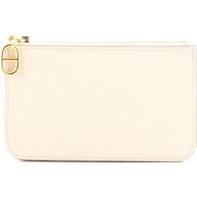 Pre-owned Hermes  Hermes Zipengo Chaine D'ancre Zip Card Holder Leather In White