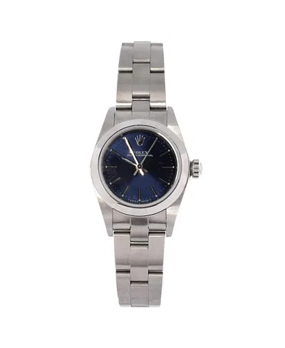 Pre-owned Pre-owned Rolex  Rolex Oyster Perpetual Automatic Watch In Stainless Steel 24mm In Dial Color: Blue