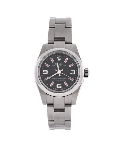 Pre-owned Pre-owned Rolex  Rolex Oyster Perpetual Automatic Watch In Stainless Steel 26mm In Dial Color: Black
