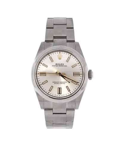Pre-owned Pre-owned Rolex  Rolex Oyster Perpetual Automatic Watch In Stainless Steel 41mm In White