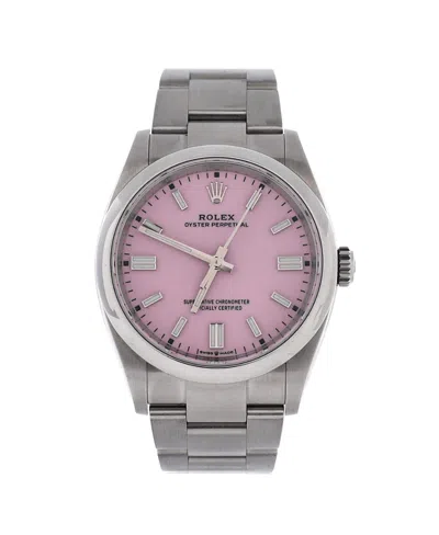 Pre-owned Pre-owned Rolex  Rolex Oyster Perpetual Candy Pink Automatic Watch In Stainless Steel 36mm