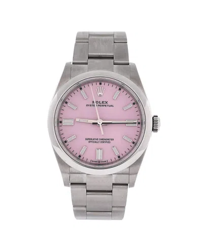 Pre-owned Pre-owned Rolex  Rolex Oyster Perpetual Candy Pink Automatic Watch In Stainless Steel 36mm In Dial Color: Pink