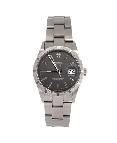 Pre-owned Pre-owned Rolex  Rolex Oyster Perpetual Date Automatic Watch In Stainless Steel 34mm In Dial Color: Gray