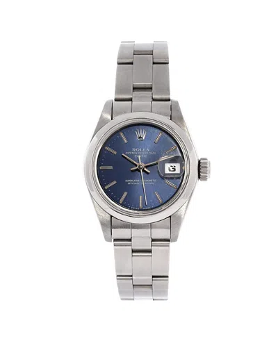 Pre-owned Pre-owned Rolex  Rolex Oyster Perpetual Datejust Automatic Watch In Stainless Steel 26mm In Dial Color: Blue