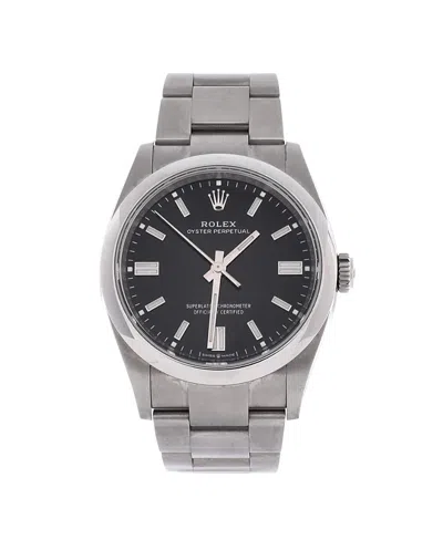 Pre-owned Pre-owned Rolex  Rolex Oyster Perpetual Datejust Automatic Watch In Stainless Steel 36mm In Dial Color: Black
