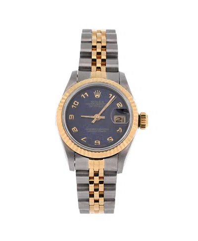 Pre-owned Pre-owned Rolex  Rolex Oyster Perpetual Datejust Automatic Watch In Stainless Steel And Gold 26mm In Dial Color: Blue
