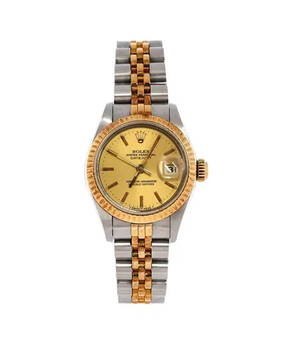 Pre-owned Pre-owned Rolex  Rolex Oyster Perpetual Datejust Automatic Watch In Stainless Steel And Gold 26mm In Dial Color: Gold