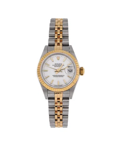 Pre-owned Pre-owned Rolex  Rolex Oyster Perpetual Datejust Automatic Watch In Stainless Steel And Gold 26mm In White