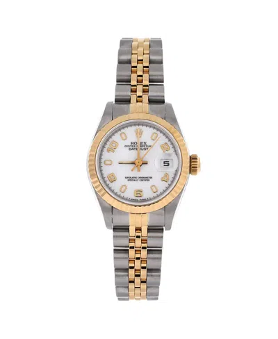 Pre-owned Pre-owned Rolex  Rolex Oyster Perpetual Datejust Automatic Watch In Stainless Steel And Gold 26mm In White