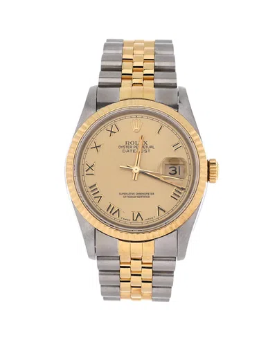 Pre-owned Pre-owned Rolex  Rolex Oyster Perpetual Datejust Automatic Watch In Stainless Steel And Gold 36mm In Dial Color: Gold