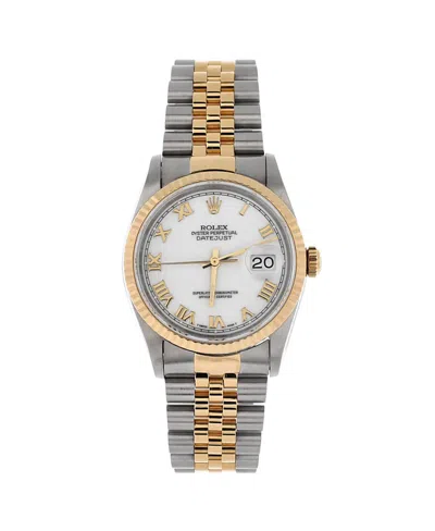 Pre-owned Pre-owned Rolex  Rolex Oyster Perpetual Datejust Automatic Watch In Stainless Steel And Gold 36mm In White