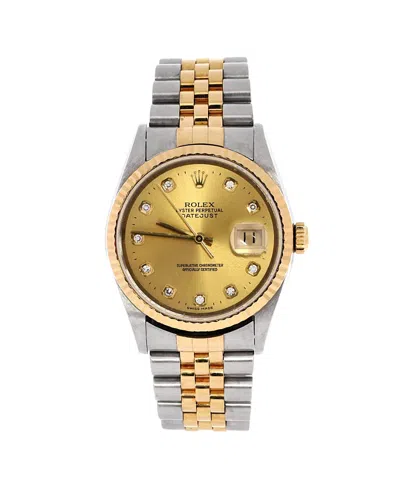 Pre-owned Pre-owned Rolex  Rolex Oyster Perpetual Datejust Automatic Watch In Stainless Steel And Gold With Diamond M