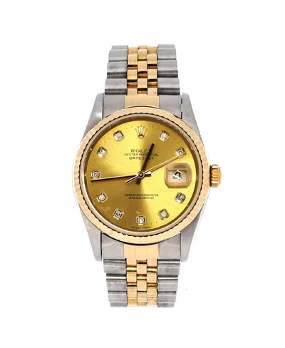 Pre-owned Pre-owned Rolex  Rolex Oyster Perpetual Datejust Automatic Watch In Stainless Steel And Gold With Diamond M