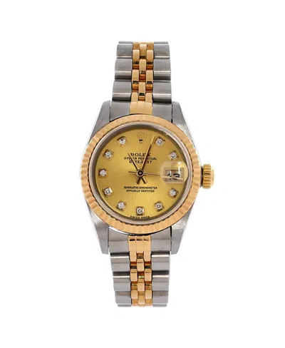 Pre-owned Pre-owned Rolex  Rolex Oyster Perpetual Datejust Automatic Watch In Stainless Steel And Gold With Diamond M In Dial Color: Gold