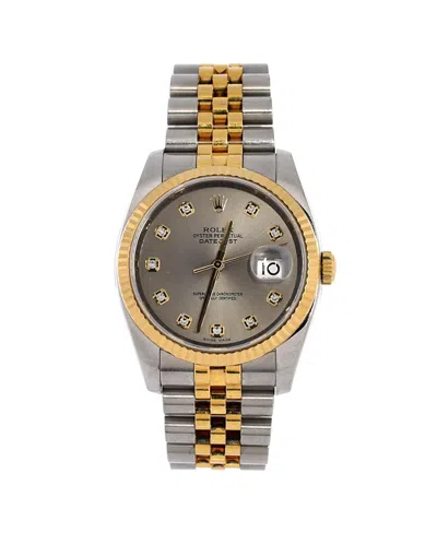 Pre-owned Pre-owned Rolex  Rolex Oyster Perpetual Datejust Automatic Watch In Stainless Steel And Gold With Diamond M In Dial Color: Silver