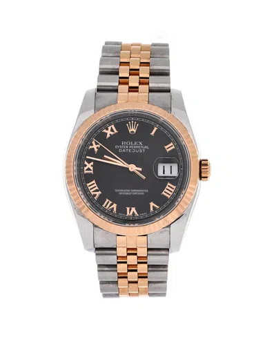 Pre-owned Pre-owned Rolex  Rolex Oyster Perpetual Datejust Automatic Watch In Stainless Steel And Rose Gold 36mm In Black