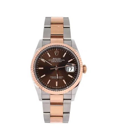 Pre-owned Pre-owned Rolex  Rolex Oyster Perpetual Datejust Automatic Watch In Stainless Steel And Rose Gold 36mm In Dial Color: Gold