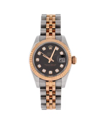 Pre-owned Pre-owned Rolex  Rolex Oyster Perpetual Datejust Automatic Watch In Stainless Steel And Rose Gold With Diam In Dial Color: Black