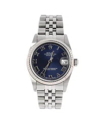 Pre-owned Pre-owned Rolex  Rolex Oyster Perpetual Datejust Automatic Watch In Stainless Steel And White Gold 31mm In Blue