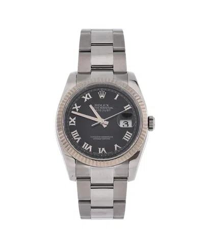 Pre-owned Pre-owned Rolex  Rolex Oyster Perpetual Datejust Automatic Watch In Stainless Steel And White Gold 36mm In Black