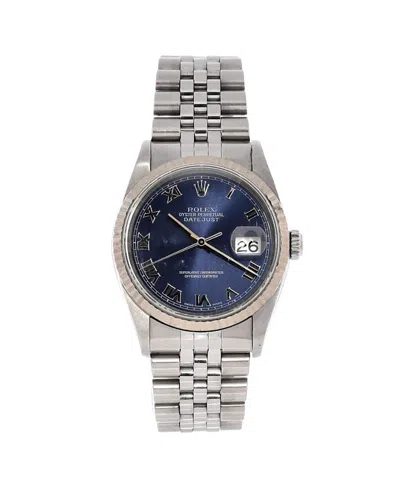 Pre-owned Pre-owned Rolex  Rolex Oyster Perpetual Datejust Automatic Watch In Stainless Steel And White Gold 36mm In Blue