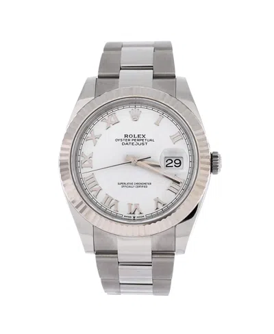 Pre-owned Pre-owned Rolex  Rolex Oyster Perpetual Datejust Automatic Watch In Stainless Steel And White Gold 41mm In Dial Color: White