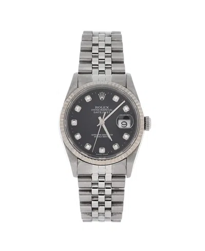 Pre-owned Pre-owned Rolex  Rolex Oyster Perpetual Datejust Automatic Watch In Stainless Steel And White Gold With Dia In Black