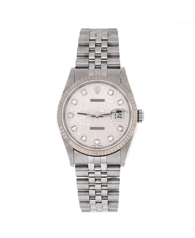 Pre-owned Pre-owned Rolex  Rolex Oyster Perpetual Datejust Automatic Watch In Stainless Steel And White Gold With Dia In Silver