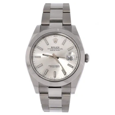 Pre-owned Rolex  Rolex Oyster Perpetual Datejust Automatic Watch Stainless Steel 41 In Silver