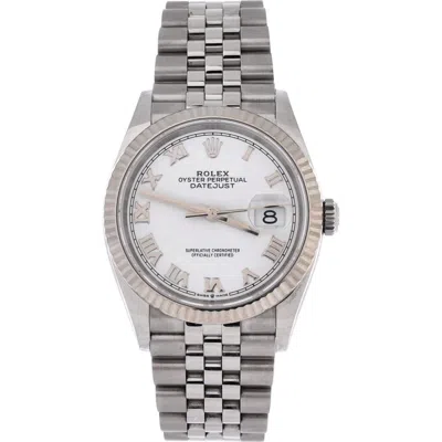 Pre-owned Rolex  Rolex Oyster Perpetual Datejust Automatic Watch Stainless Steel And White Gold 36 In Silver