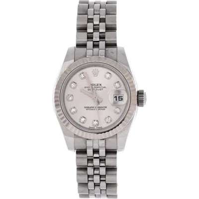 Pre-owned Rolex  Rolex Oyster Perpetual Datejust Automatic Watch Stainless Steel And White Gold With Diamon In Silver