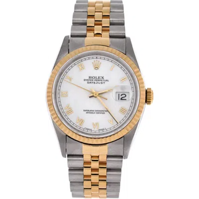 Pre-owned Rolex  Rolex Oyster Perpetual Datejust Automatic Watch Stainless Steel And Yellow Gold 36 In Silver