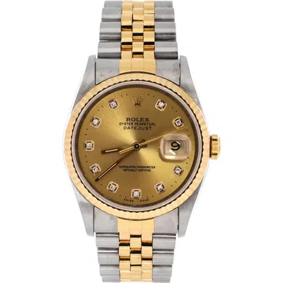 Pre-owned Rolex  Rolex Oyster Perpetual Datejust Automatic Watch Stainless Steel And Yellow Gold With Diamo