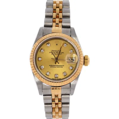 Pre-owned Rolex  Rolex Oyster Perpetual Datejust Automatic Watch Stainless Steel And Yellow Gold With Diamo In Metallic Gold