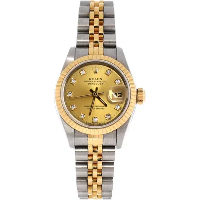 Pre-owned Rolex  Rolex Oyster Perpetual Datejust Automatic Watch Stainless Steel And Yellow Gold With Diamo In Silver