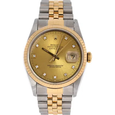 Pre-owned Rolex  Rolex Oyster Perpetual Datejust Automatic Watch Stainless Steel And Yellow Gold With Diamo In Silver
