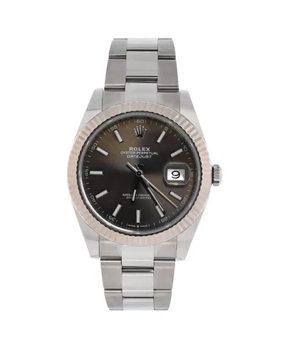 Pre-owned Pre-owned Rolex  Rolex Oyster Perpetual Datejust Slate Automatic Watch In Stainless Steel And White Gold 41 In Gray