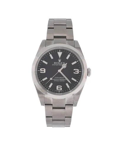 Pre-owned Pre-owned Rolex  Rolex Oyster Perpetual Explorer Automatic Watch In Stainless Steel 39mm In Black