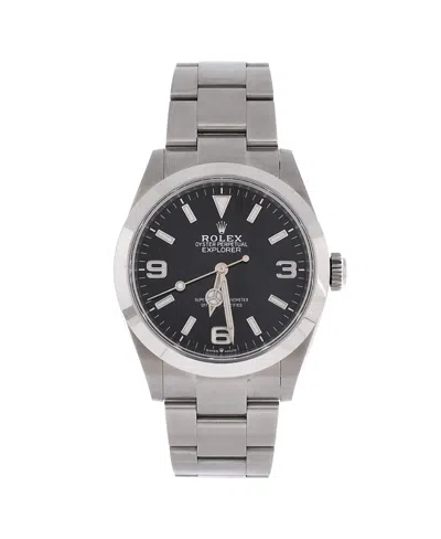 Pre-owned Pre-owned Rolex  Rolex Oyster Perpetual Explorer Automatic Watch In Stainless Steel 40mm In Black