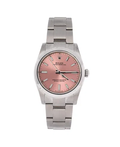 Pre-owned Pre-owned Rolex  Rolex Oyster Perpetual Pink Automatic Watch In Stainless Steel 34mm In Dial Color: Pink