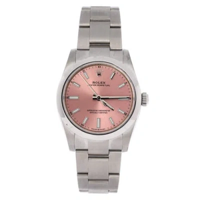Pre-owned Rolex  Rolex Oyster Perpetual Pink Automatic Watch Stainless Steel 34 In Metallic