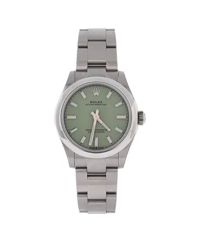 Pre-owned Pre-owned Rolex  Rolex Oyster Perpetual Pistachio Green Automatic Watch In Stainless Steel 31mm In Dial Color: Green