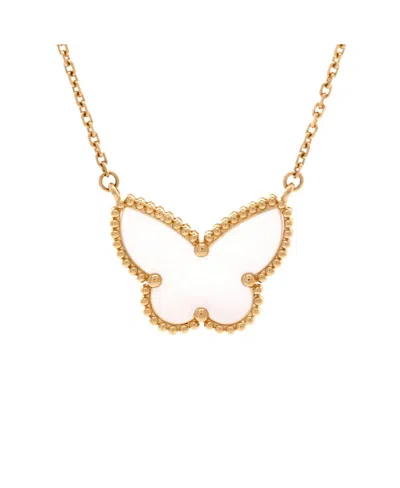 Pre-owned Pre-owned Van Cleef & Arpels  Van Cleef & Arpels Lucky Alhambra Butterfly Pendant Necklace 18k Gold With Mother Of Pearl