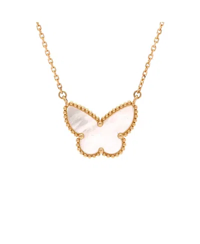 Pre-owned Pre-owned Van Cleef & Arpels  Van Cleef & Arpels Lucky Alhambra Butterfly Pendant Necklace 18k Gold With Mother Of Pearl