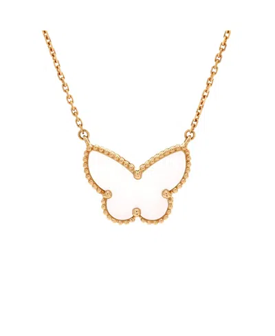 Pre-owned Pre-owned Van Cleef & Arpels  Van Cleef & Arpels Lucky Alhambra Butterfly Pendant Necklace 18k Gold With Mother Of Pearl