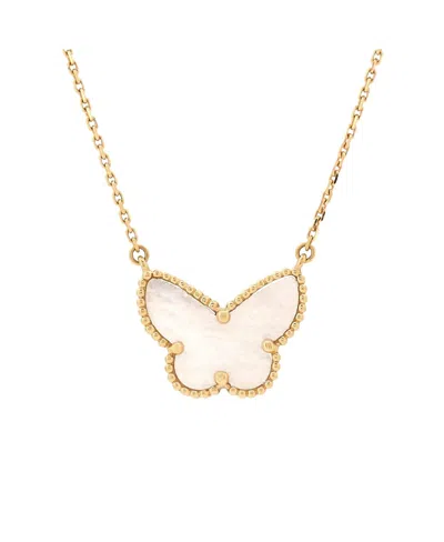 Pre-owned Pre-owned Van Cleef & Arpels  Van Cleef & Arpels Lucky Alhambra Butterfly Pendant Necklace 18k Gold With Mother Of Pearl