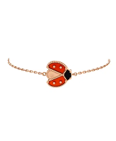Pre-owned Pre-owned Van Cleef & Arpels  Van Cleef & Arpels Lucky Spring Open Wings Ladybug Bracelet 18k Rose Gold With Carnelian A In Pink