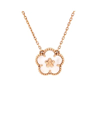 Pre-owned Pre-owned Van Cleef & Arpels  Van Cleef & Arpels Lucky Spring Plum Blossom Pendant Necklace 18k Rose Gold And Mother Of  In Pink